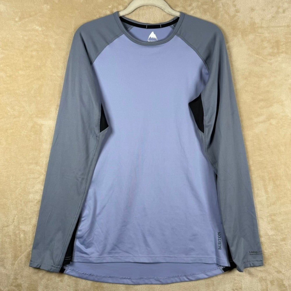 Burton Midweight Crew Base Layer Top Grey Blue Colorblock XL Winter Sports Tech